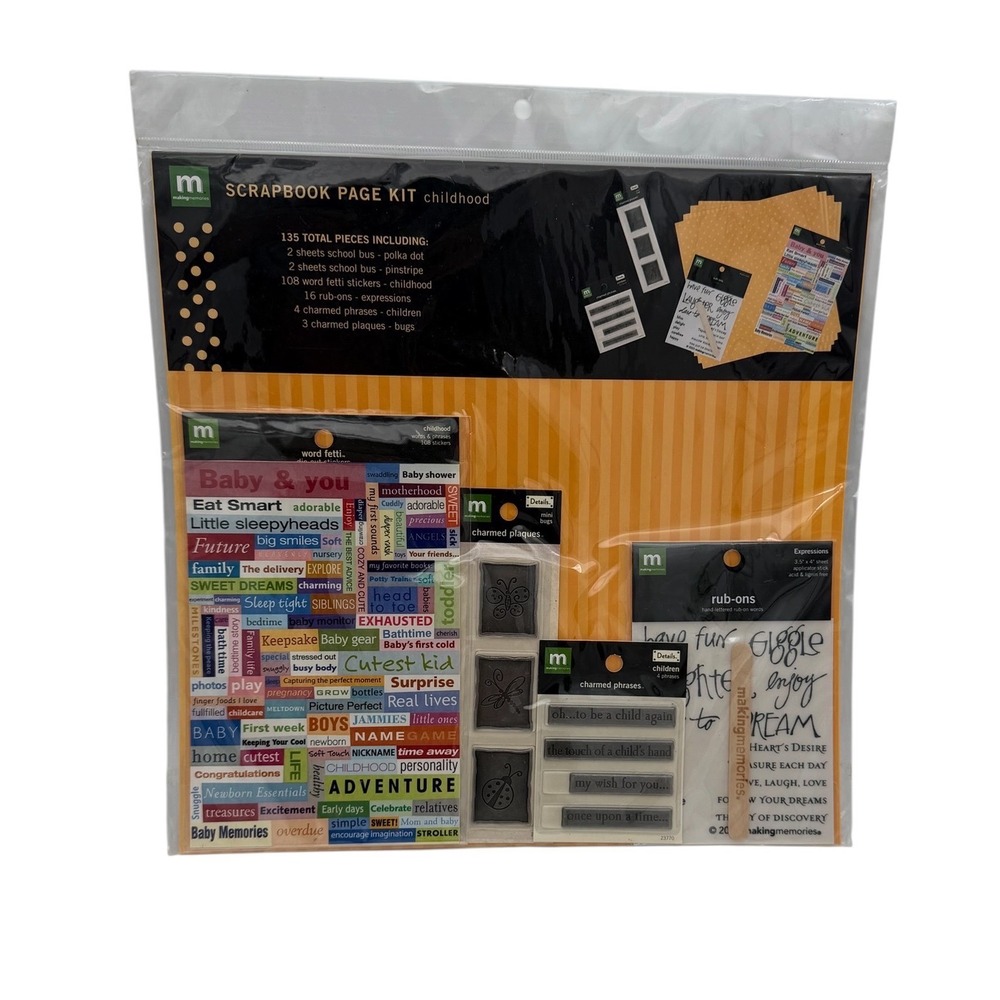 Making Memories Childhood Scrapbook Page Kit 135pc Stickers Rub-ons Charms 25790
